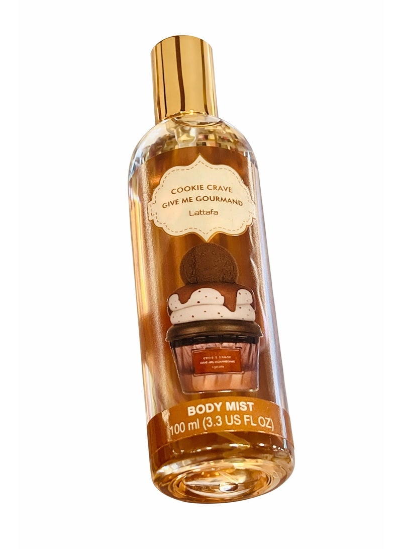 Lattafa Cookie Crave Give Me Gourmand Body Mist 100ml – Sweet Cookie Dessert Fragrance for Women